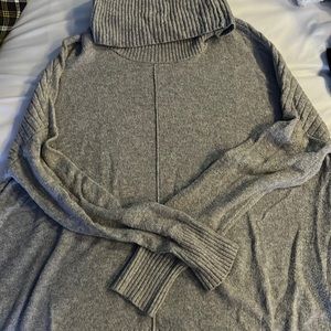 Oversized long grey turtleneck sweater